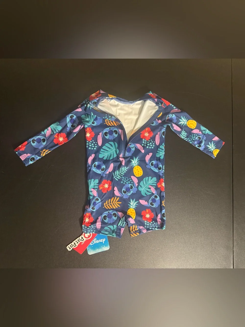Patpat Disney Stitch Tropical Long Sleeve Rash Guard 9M-12M Swimsuit. New.